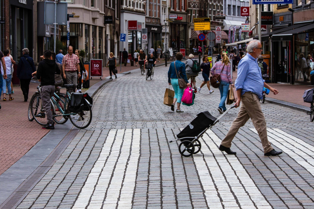 Voetgangers in het centrumgebied