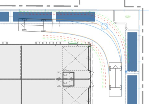Rijcurvesimulatie: ontwikkeld met CURSIM, haalbaarheid van bochten in schematische weergave