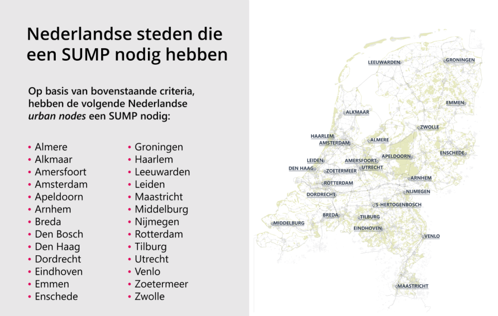 SUMP Steden overzicht op kaart van Nederland