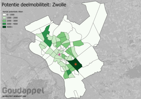 Potentie deelmobiliteit: Zwolle