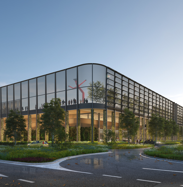 Vooraanzicht van Smart Mobility Hub in Amsterdam