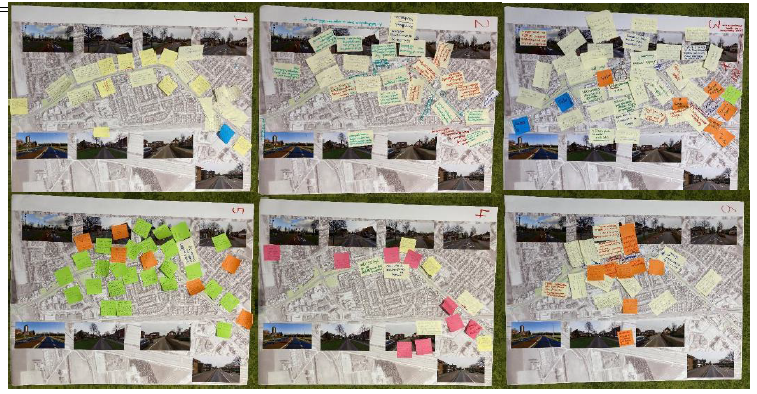 Problemen, wensen en ideeën van bewoners op de kaart geplakt