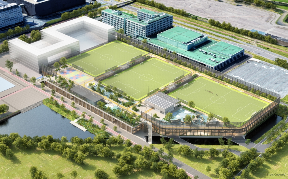 Bovenaanzicht van Smart Mobility Hub in Amsterdam