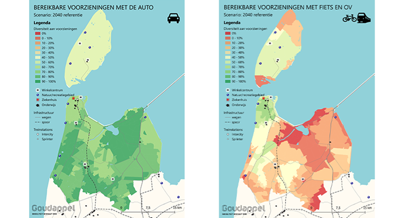 Kaarten bereikbaarheid met auto, fiets en ov