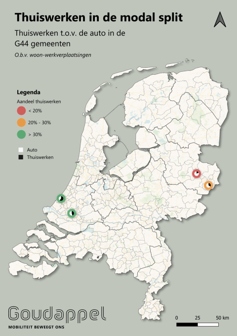 Kaart thuiswerken gemeenten