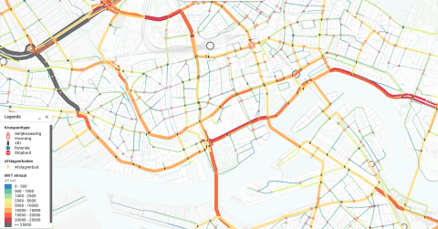 Kaartweergave uit het verkeersmodel V-MRDH 3.2